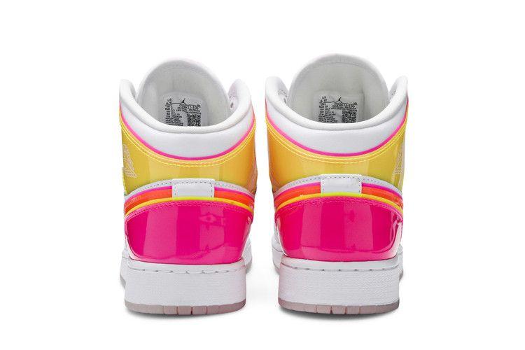 Kids' Sneakers Nike Jordan 1 Mid Edge Glow (GS) White/Hyper Crimson/Pink Blast