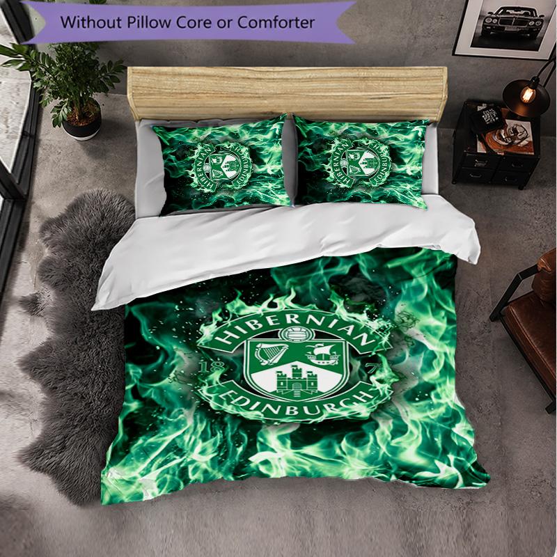 Hibernian FC Themed Bedding 3Pcs Duvet Cover Set Decorative Bed Linen For Teen Room Home Decoration