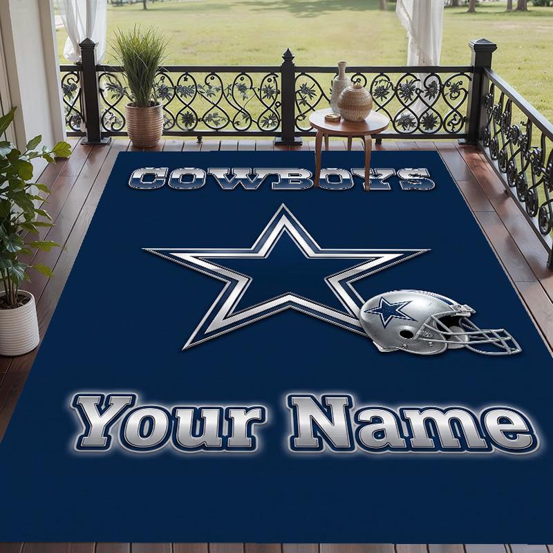 Custom Text Printed Rug Dallas Cowboys Non Slip Floor Carpet For Home Room Decor