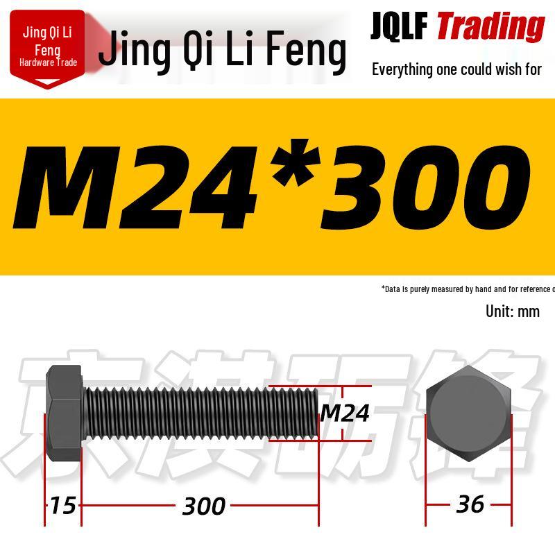 12.9 Grade High-Strength Blackened Hex Bolt M22-M48