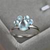 100% Real 925 Sterling Silver Moonstone Rings For Women Cute Cat Paw Animal Footprint Gemstone Ring Female Unique Dog Claw Rings
