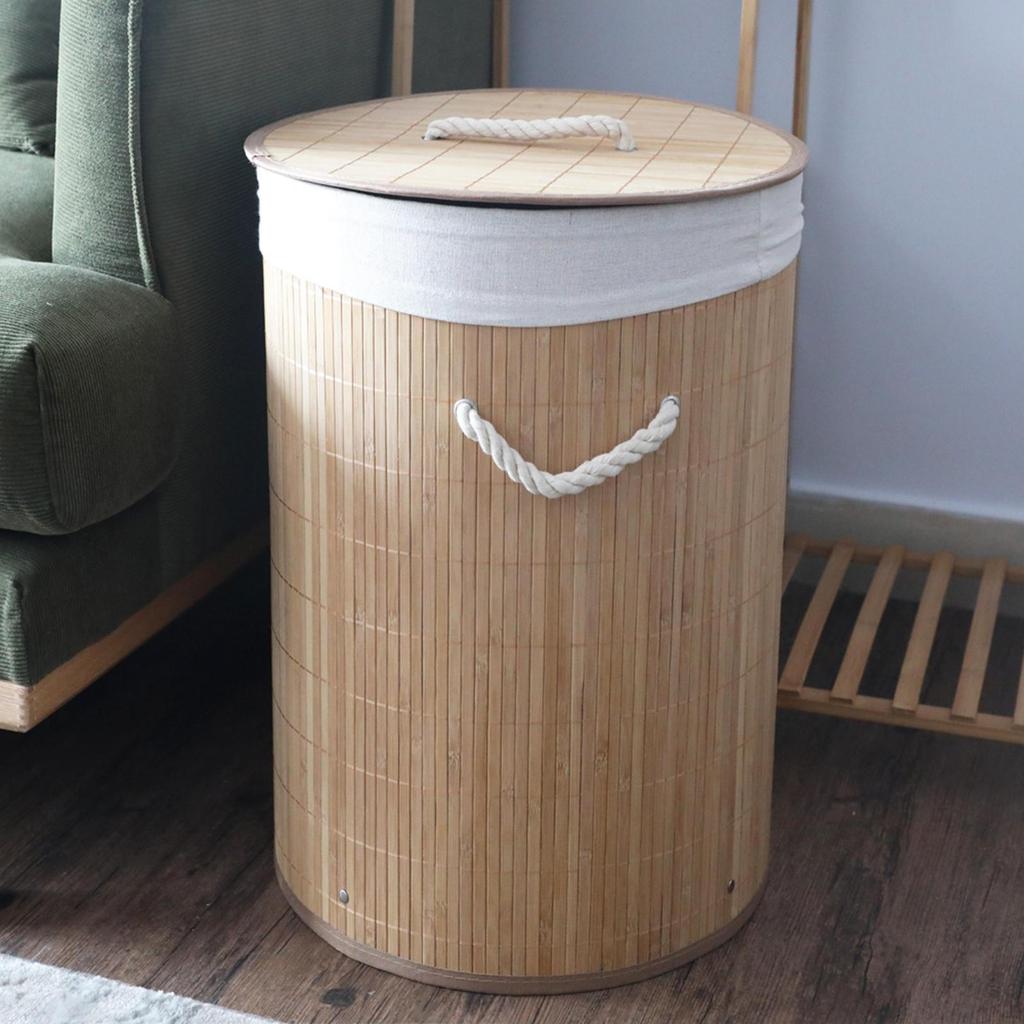 Bamboo Laundry Basket Dirty Clothes Hamper Bins Washing for Nursery,
