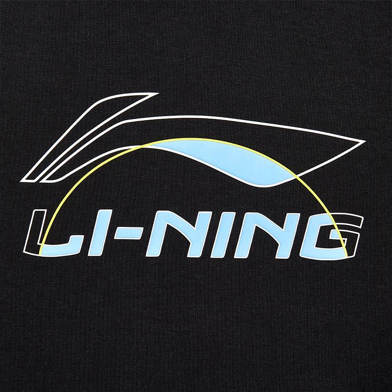 Li Ning Pattern Logo Round Neck Long Pullover Loose Sweatshirt Men Sweatshirt Black AWDUH45-1