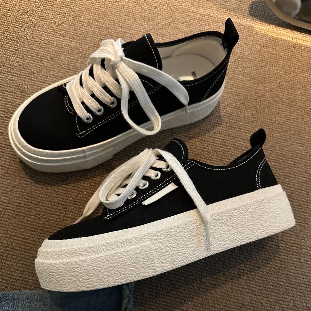 Summer Student Trendy Wear Canvas Shoes Women's New Flat Solid White Shoes Sports Casual Shoes