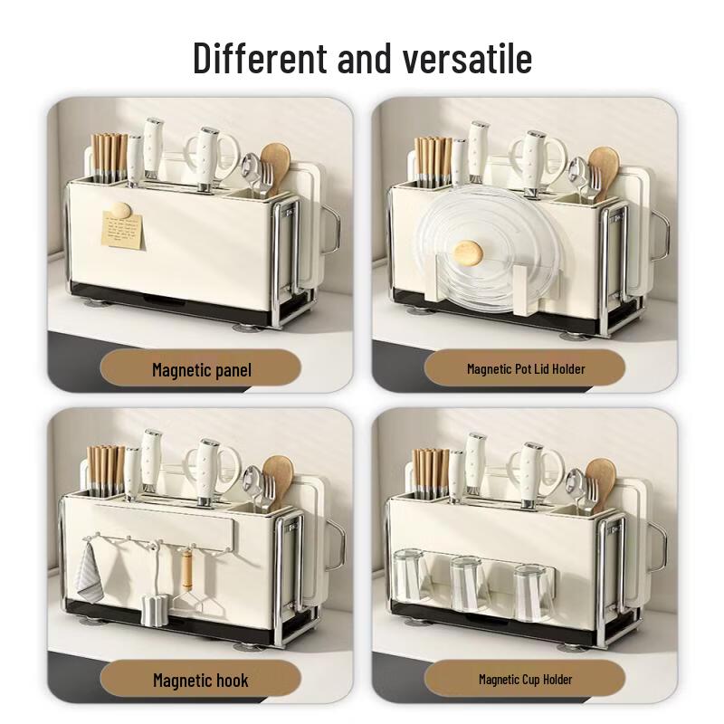 Multifunctional Countertop Cutlery & Cutting Board Rack