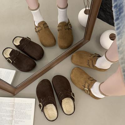 Баотоу толстоподошвочные полушлепанцы женские осенне-зимние для улицы ощущение новизны обувь на один шаг ленивая обувь