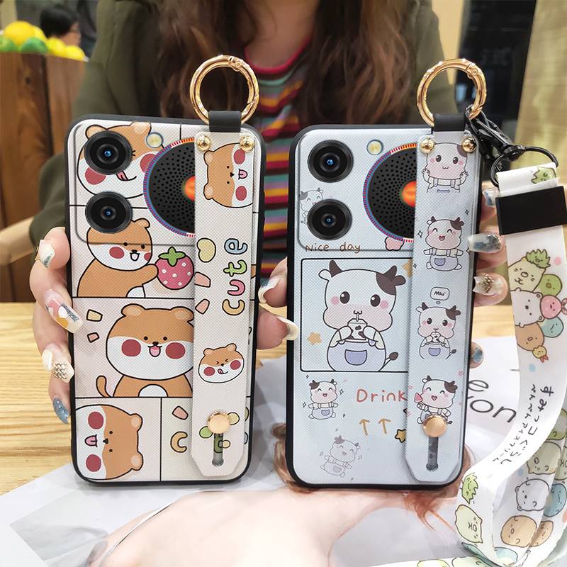 Phone Holder Anti-knock Phone Case For ZTE Nubia Music Lanyard Ring Waterproof Shockproof Kickstand Wrist Strap Cartoon