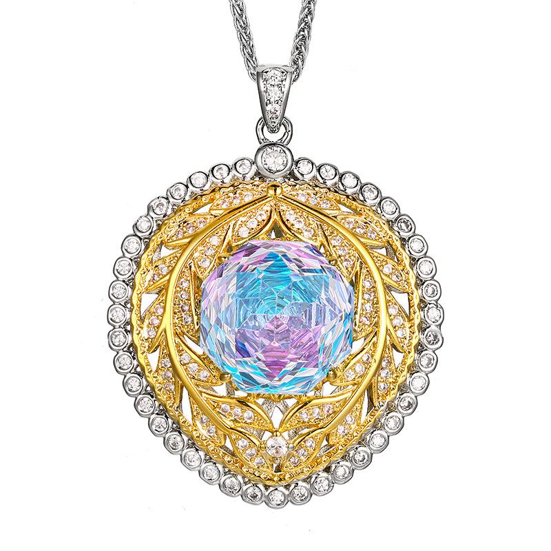 Jewelry Copper Bottom Gold-Plated Millennial Cut Dragon Fruit Color Temperament Pendant Female Lead Stone 14Mm