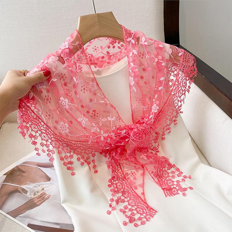 Women Tassel Wrap Shawl Flower Lace Scarves Lady Fashion Wedding Headscarves Female Spring Summer Photo Props Accessories