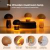 Wood Mushroom Lamp LED Cordless Bedside Touch Lamp Portable Dimmable Cute Mushroom Lamp for Bedroom Childrens Night Lights