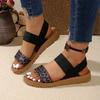 2025 summer new fish mouth leopard print flat bottom one pedal elastic band light and comfortable casual fashion sandals women's batch