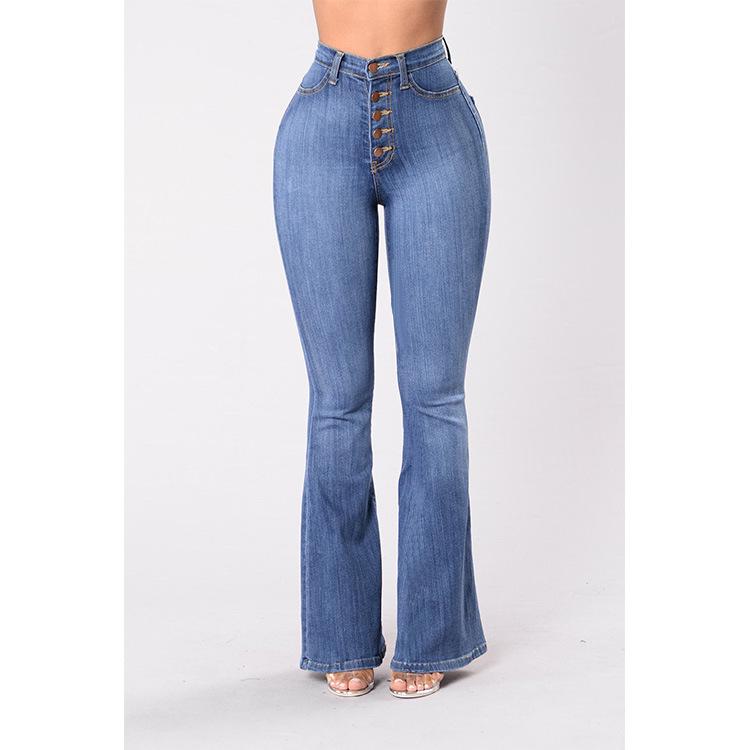 2024 European And American Women'S High Waisted Nail Buckle Wide Leg Jeans For Women