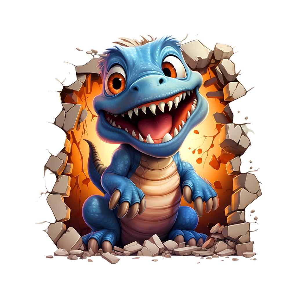 Древнее Существо Пробивающее Стену Динозавр 3D Наклейка на Стену Креативный Домашний Декор Съемная Самоклеящаяся