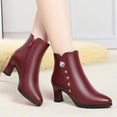 Новые осенне-зимние мягкие кожаные туфли со стразами из хлопка, женские модные элегантные удобные сапоги с острым носком на высоком каблуке