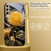 Элегантная золотая роза Для Samsung A 31 32 A33 A34 35 14 A15 13 A16 25 26 50 52 53 54 55 56 70 71 72 73 Золотой стеклянный чехол для телефона