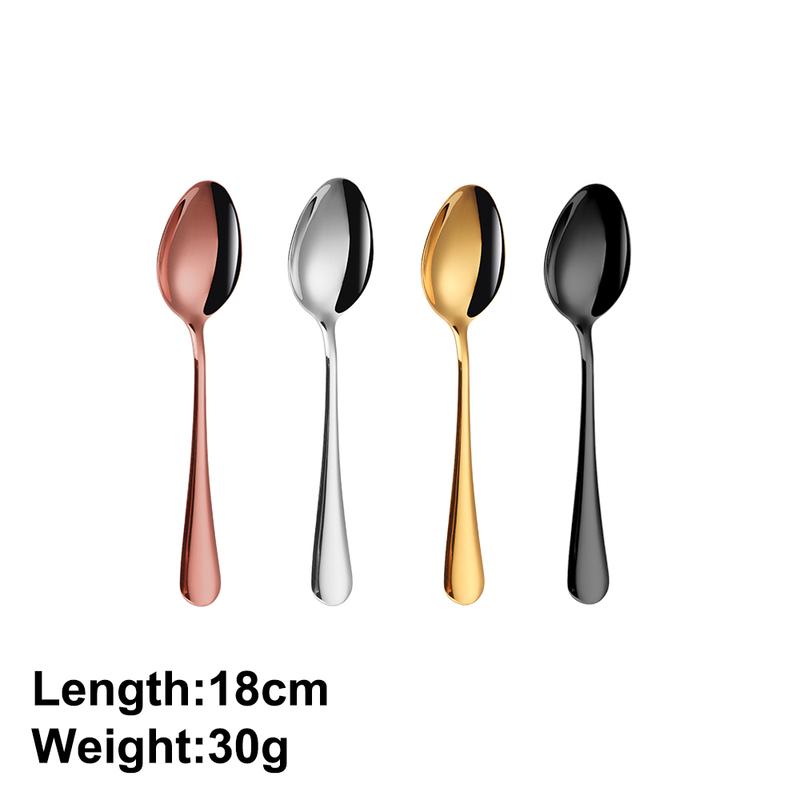4/6/12Pcs Sliver Dessert Spoons Stainless Steel Gold Spoon Set Cake Snack Salad Spoon Mirror Black Thin Cutlery Simple Tableware