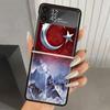 Турция Турецкий Флаг Жесткий ПК Чехол для Телефона Для Samsung Galaxy Z Flip 7 6 5 4 3 Черный ZFlip7 ZFlip6 Flip5 Flip4 Flip3 5G Печатный Чехол