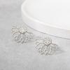 New Creative Hollow Lotus-shaped Flower Full Crystal Double Side Back Post Hanging Stud Earrings for Women Jewelry