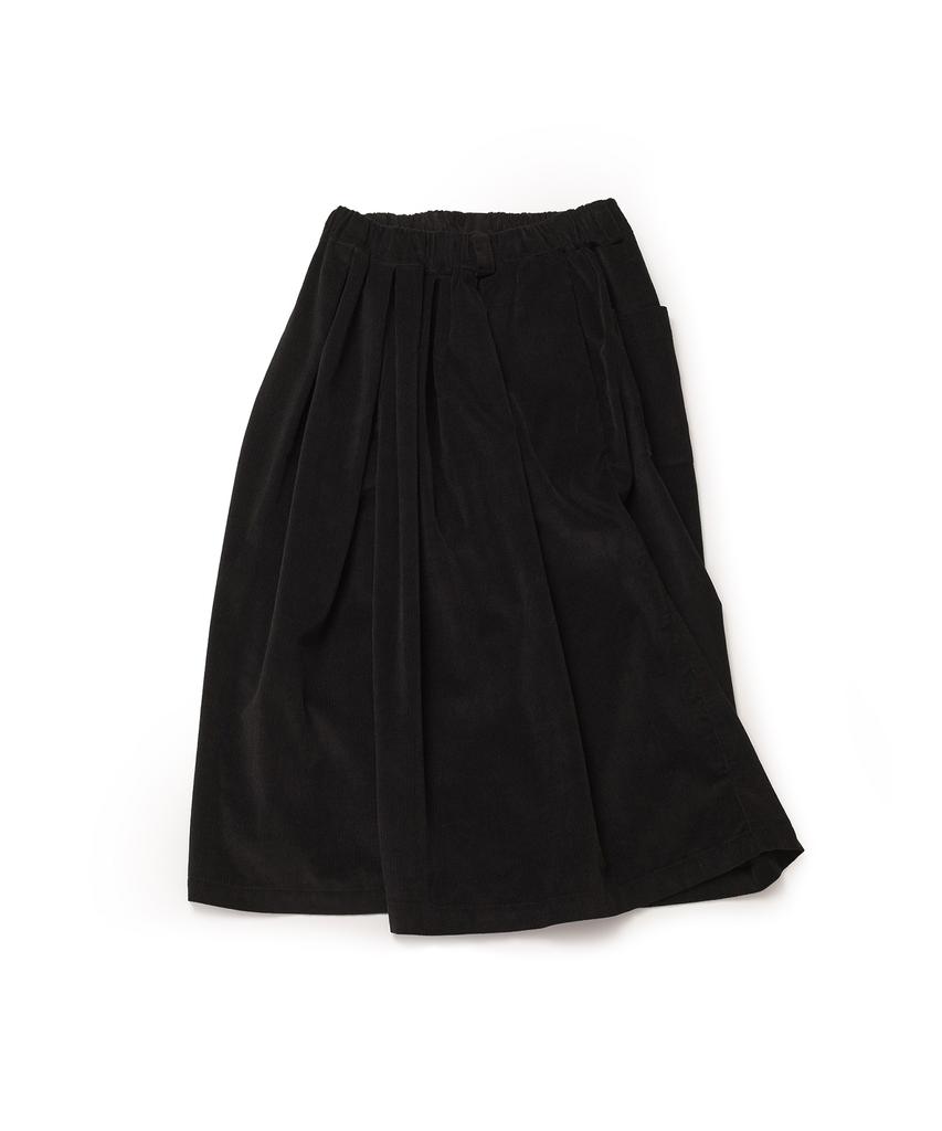 COTTON BELL Volume Pleated Corduroy Pants - Black