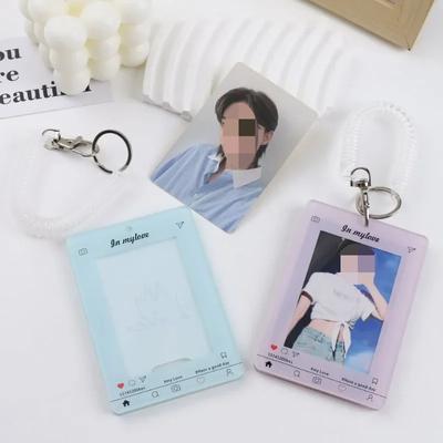 Шикарный корейский держатель для фотокарт Kpop Simplicity Macaroon Color Student ID Card Cover Case с кольцом для ключей Fashion Photocard Protector