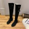 Ботинки Челси Женская обувь 2024 Новая зимняя мода выше колена Мягкие теплые зимние высокие сапоги Повседневная обувь Плоские туфли Мотоциклетные ботинки