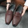 Italian Style Fashion Solid Color Leather Sandals for Men Business Dress Sandals Handmade Comfort Shoes Men Sandalias Breathable