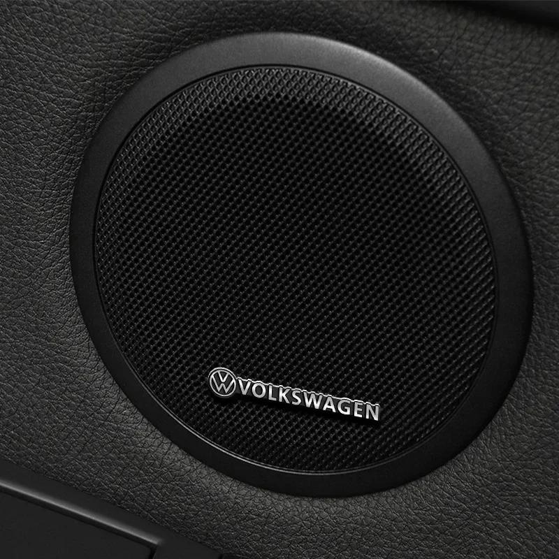2/4Pcs 3D Aluminum Car Audio Badge Speaker Stereo Emblem Sticker For VW GTI Golf Polo Passat Tiguan Arteon Touareg Taigo Caddy zr0