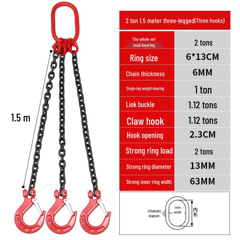 G80 Manganese Steel Lifting Chain Slings with Hooks - Single & Double Leg Set