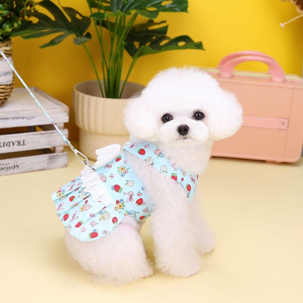 With Traction Buckle Cat Princess Dress Cute Dog Skirt Portable Pet Angel Wings Dress  Small Dogs