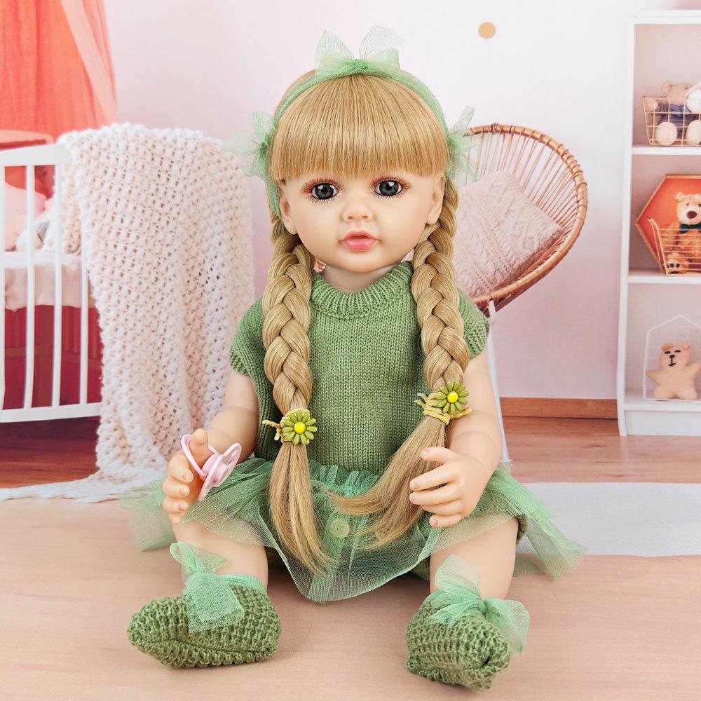 Реалистичная кукла-реборн из мягкого силикона 55 см 22 дюйма с одеждой, магнитной соской, бутылочкой для кормления, набором ручной работы, подарком на день рождения для девочки