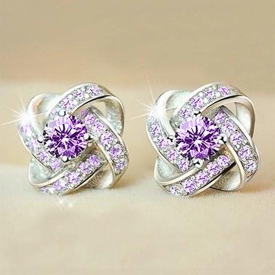 Изысканные серьги-пусеты с нежным дизайном для женщин, аксессуары для свадебной церемонии с белым/фиолетовым цирконием, изысканные женские шикарные украшения