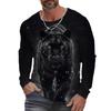 Design Trendy Men's Animal 3D Digital Printed Men's Round Neck Long Sleeved T-shirt Casual American T-shirt