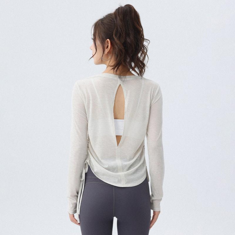 Womens Loose Yoga Top Long Sleeve Breathable Workout Shirt Pilates Running Fitness Gym