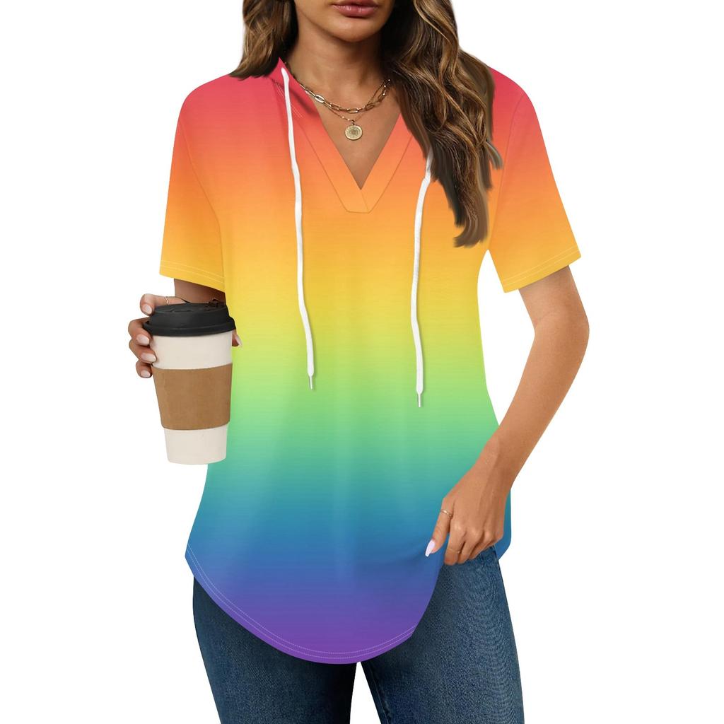 Женские летние футболки с V-образным вырезом, толстовки с коротким рукавом, туники, повседневные свободные туники, толстовки