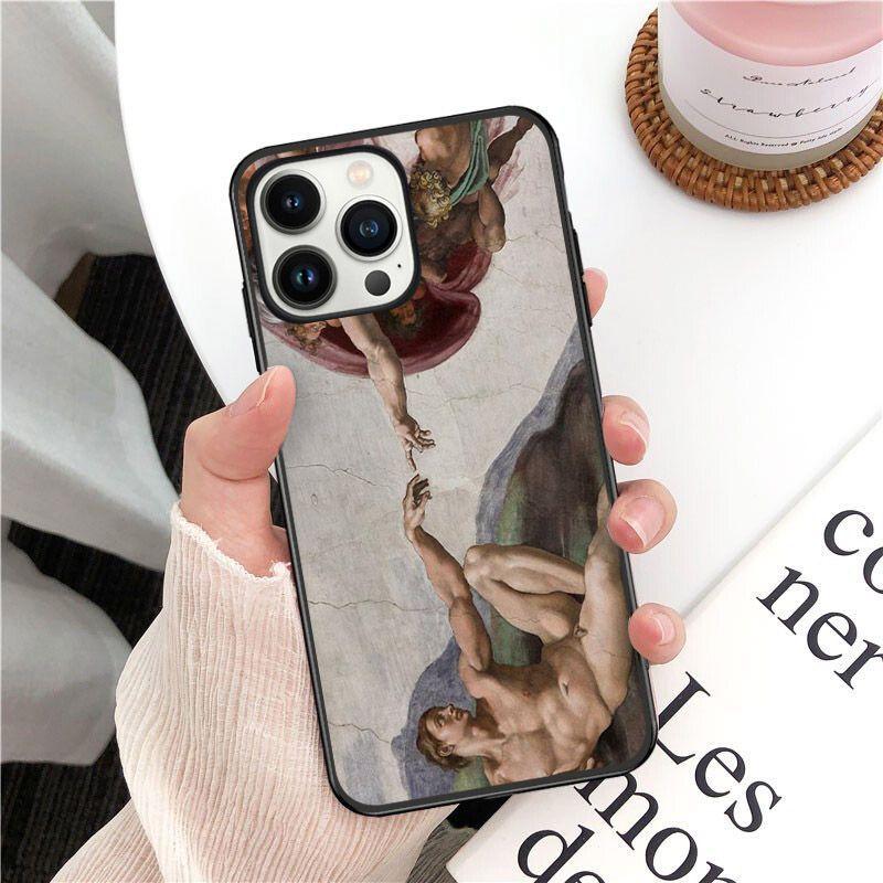 Сотворение Адама Ренессанс живопись Искусство Чехол для телефона для iPhone 14pro 11pro 12 13pro max 5 6s xs 7 8plus SE xr 12mini Чехлы