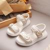 2024 Girls Sandals Summer Solid Color Causal Children Thick Bottom Sandals Open-toe Versatile Kids Fashion School Beach Sandals