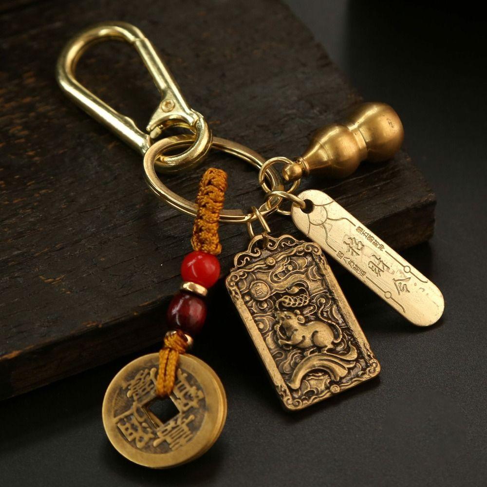 Амулет-брелок со знаком зодиака, металлический кулон с восемью богами-хранителями в китайском стиле, пять императоров, деньги