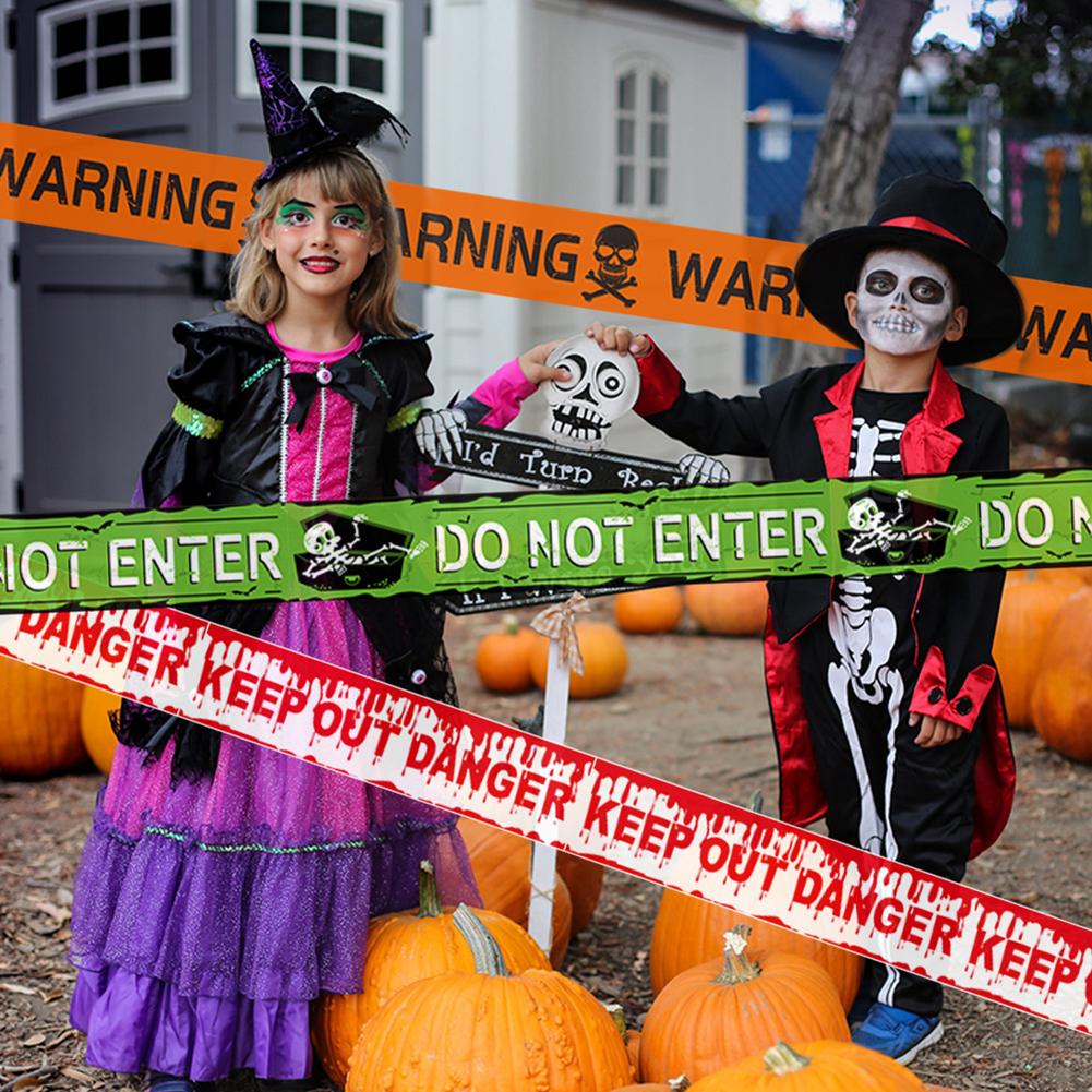 Halloween Warning Tape Caution Barrier Festival Warning Streamer Spooky Party Haunted House Outdoor Porch Yard Halloween Decoration Supplies