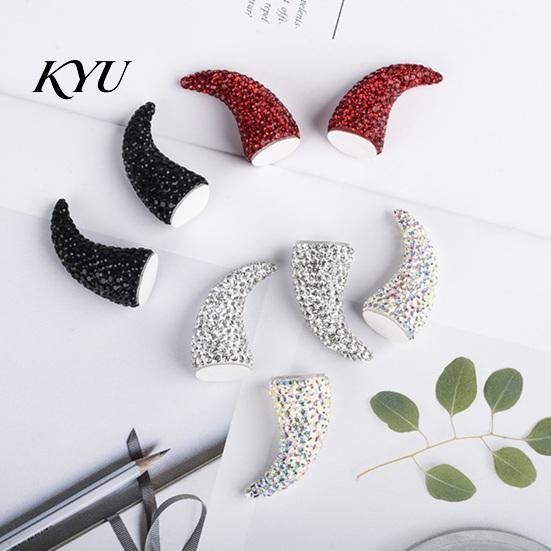 Unique Gift for Gothic Fashion Lovers 1 Pair Rhinestone Devil Horns, Car Dashboard Decor, Faux Crystal Sparkling Demon Hair Accessories Theme Parties