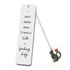 Stainless Steel Metal Bookmark Cat Long Chain Cat Pendant School Supplies Engraved Bookmark