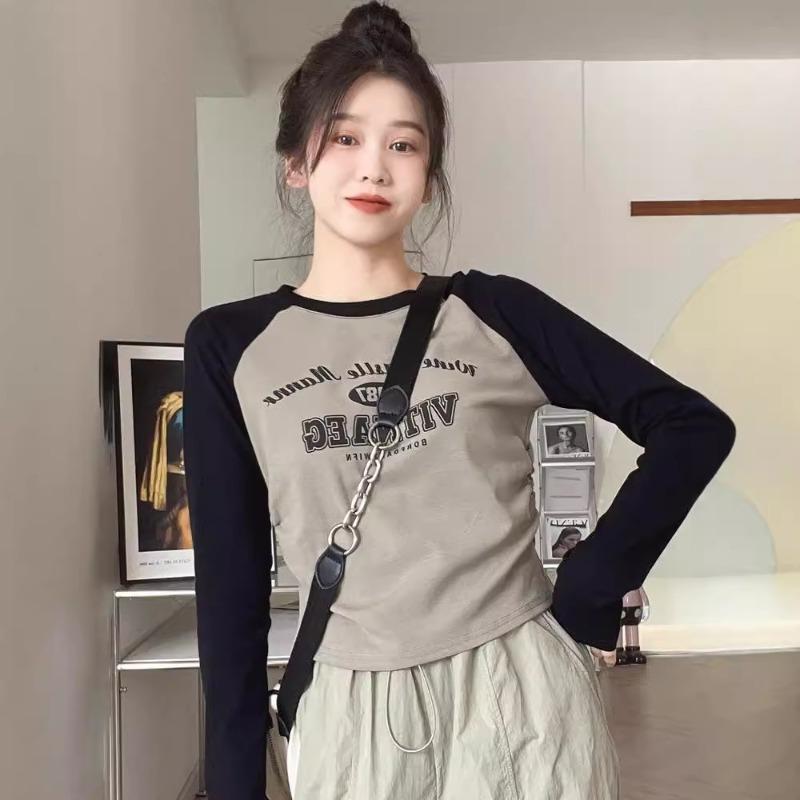 Весенняя нишевая рубашка с рукавами-фонариками контрастного цвета, женский приталенный топ с плиссировкой, персонализированная печать, базовая блузка с длинными рукавами