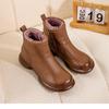 Thick And Warm Cotton Shoes Women's Winter Genuine Leather Anti Slip Low Heel Plush Short Boots