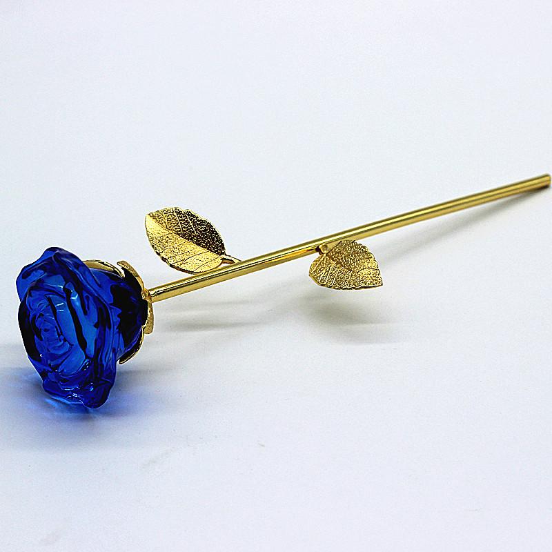 Fashionable Crystal Rose Flower-Personalized Golden Stem Artificial Glittering Petals Romantic Wedding Decor Valentine's Day