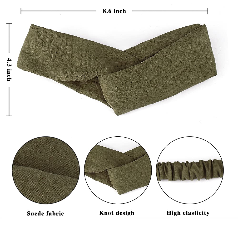 Витые эластичные повязки на голову, однотонная повязка для волос с крест-накрест, винтажные замшевые повязки на голову для женщин, нескользящая повязка на голову для йоги, тренировок, тюрбан, аксессуары для волос