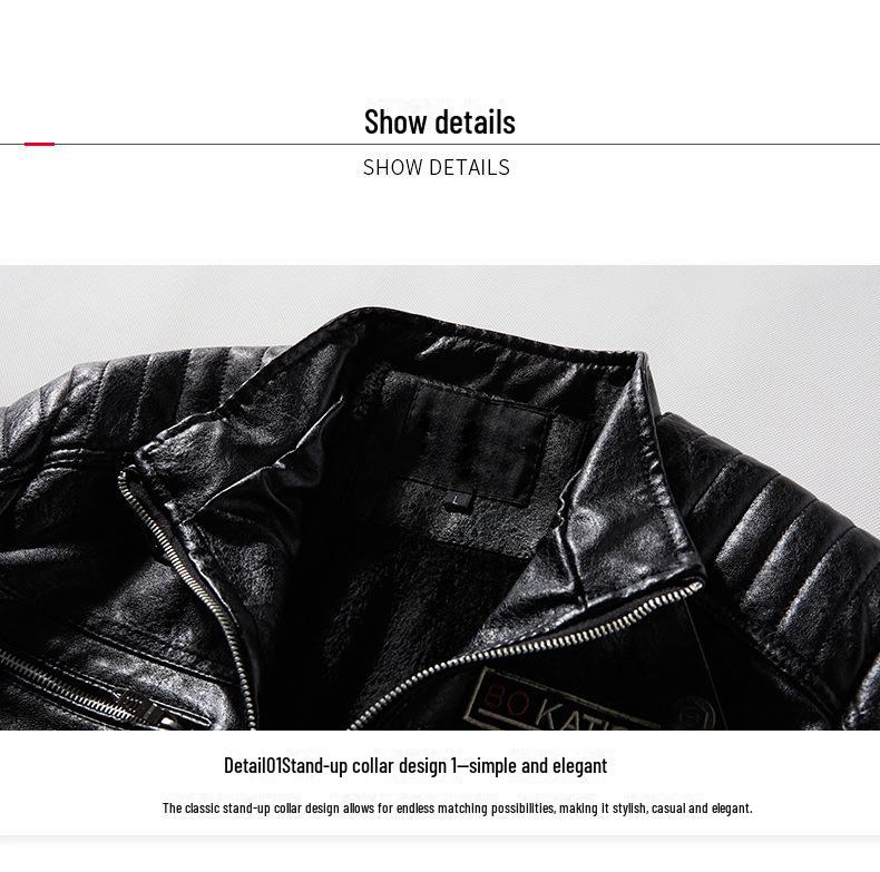 Мужская мотоциклетная куртка Cross-Border из искусственной кожи, европейский/американский стиль, Modern Tough Guy, плюс бархат.