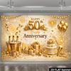 Двумерная плоскость золотая ткань для фона 50-летнего юбилея, с фоном цвета шампанского и золотыми украшениями, настенное украшение