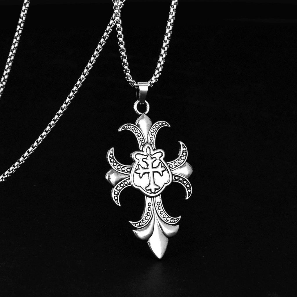 Винтажная хип-хоп цепочка-ожерелье: Подвеска «Пылающий крест» Унисекс.