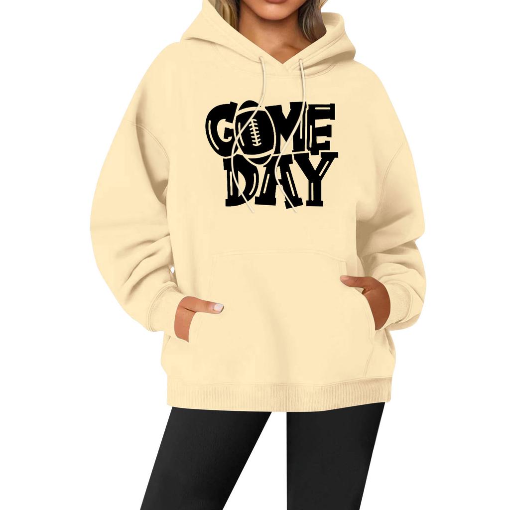 Женская повседневная модная однотонная толстовка с капюшоном и принтом регби с длинными рукавами