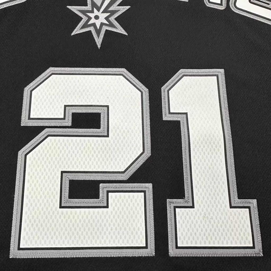 Adidas X NBA Collaboration Spurs Duncan 21 Logo Comfortable Pullover Basketball Jersey Unisex Jersey Black 7912A-304-K9169