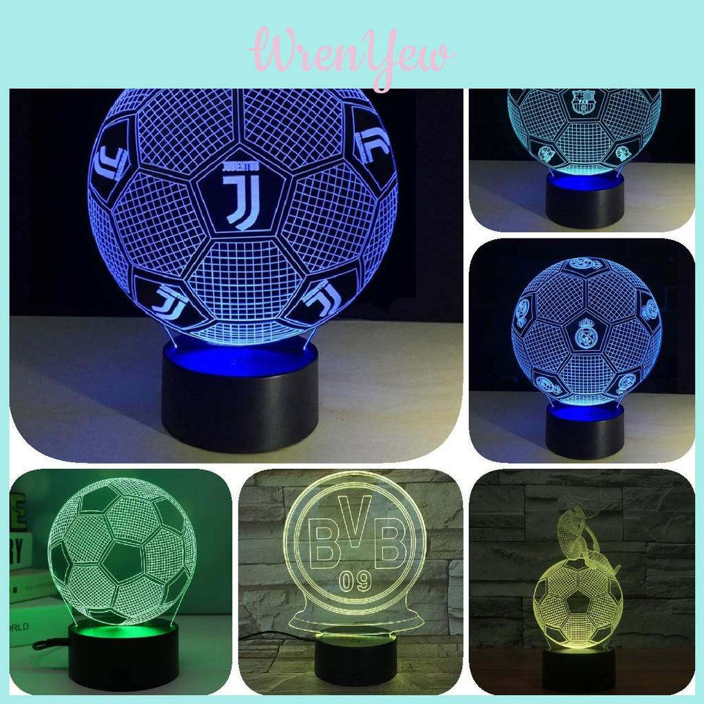 Стильный 3D USB ночник с логотипами футбольных команд. Идеально подходит для современного домашнего декора.
